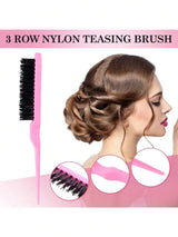 New Three-piece Hair Brush Set Sharp-tail Comb Three-row Hair Comb Steel Needle Mouse Tail Comb Toothbrush Eyebrow Brush Tool