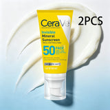CeraVe Invisible Mineral Sunscreen SPF 50, Face for Sensitive Skin, Niacinamide, Ceramides, Vitamin E, Oil Free, 1.62 oz