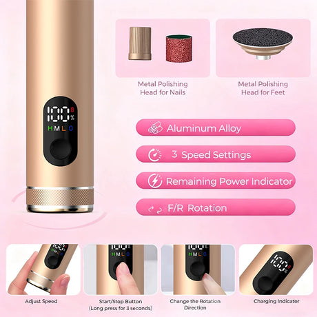 Aluminum Alloy 2-in-1 Electric Callus Remover And Food Grinder Hand Foot Care Tool Set with Gift Box