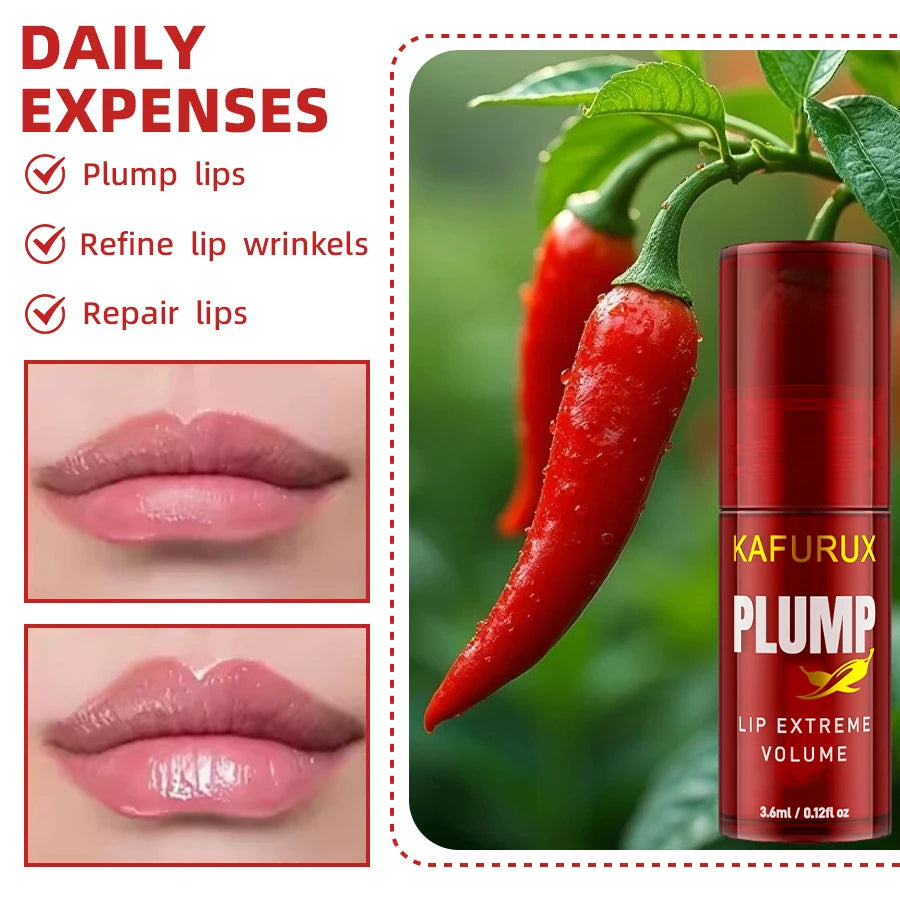 1PC Chili Pepper Lip Plumper Oil Long Lasting Moisturizing Lip Gloss Serum Instant Volumising  Essence Oil Lip Makeup for Women