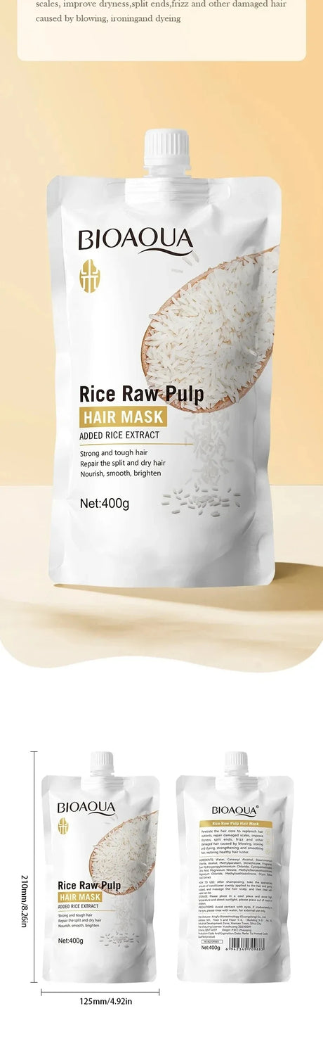 Rice Conditioner Penetrates the Hair Core, Replenishes Hair Nutrients, Repairs Damaged Cuticles, and Improves Dryness, Split Ends, Frizz, and Other Hair Damage Caused by Blow-Drying, Ironing, and Dyeing.