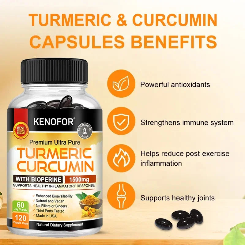 Kenofor Curcumin Antioxidant - Helps Reduce Post-exercise Inflammation and Supports Joint Health, Non-GMO, Gluten-free
