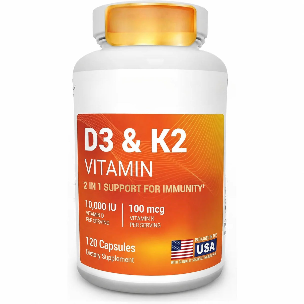 D3 K2 MK-7 Vitamin Supplement Capsules with Magnesium Zinc B6 and MCT Powder, 120 Count, Adult Daily Wellness Support