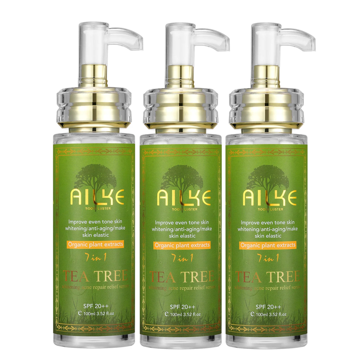 AILKE Tea Tree Oil Serum for Face and Body, Brightening, Moisturizing, Anti Acne Essence, With Vitamin E & Vitamin B3, 100ml