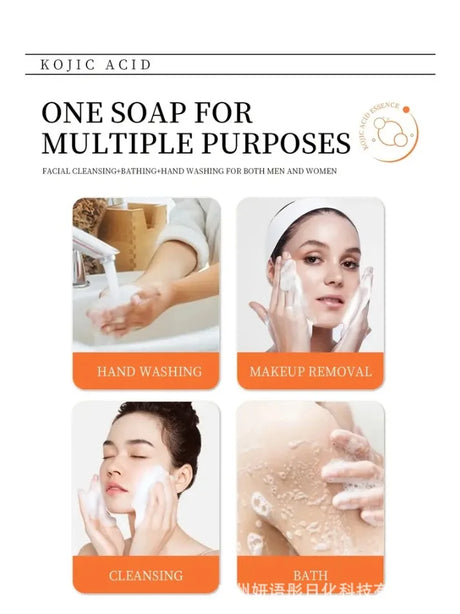 100g Turmeric Kojic Acid Bath Soap Glutathione Collagen Hyaluronic Acid Handmade Cleansing Soap for Hand Face and Body