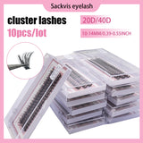 10 boxes of 20D/40D DIY eyelash sets suitable for beginners, with mixed lengths of 10/12/14mm eyelash clusters soft and durable,