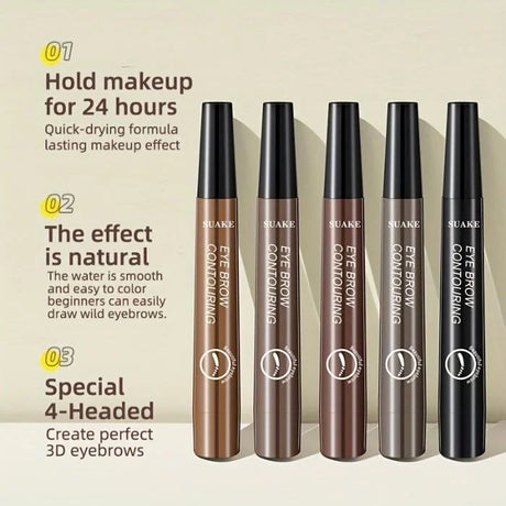 Four-Pronged Eyebrow Pencil, Four-End, Long-Lasting, Non-Smudged, Water-Resistant, Anti-Smudged Eyebrow Pencil