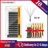 NAGARAKU Ship from USA 10 Cases W Shape 3D 4D 5D Eyelashes Free Tax Fast Shipping Delivery in 2-5 days Mix8-15mm Size