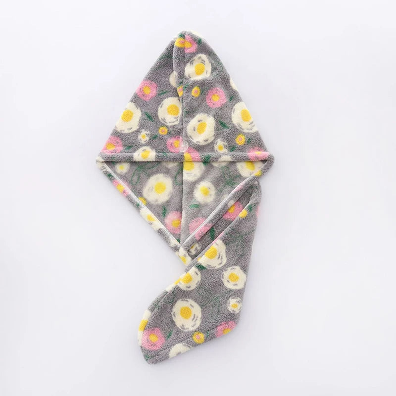 1 Piece of Flower Patterned Dry Hair Towel, Soft and Absorbent, Cute and Charming Dry Hair Cap, Easy to Wear and Not Easy to Fal