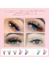 800 Cluster DIY Colored Eyelash Book Set, Including Adhesive And Sealant, Tweezers, Reusable Lightweight DD False Eyelashes