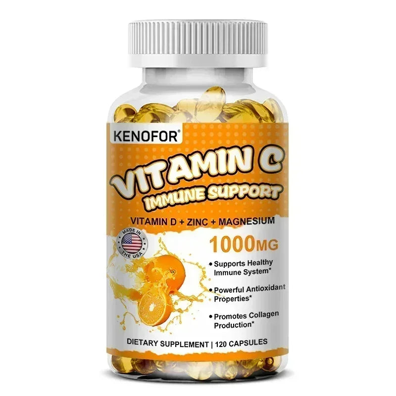 Vitamin C Capsules, Antioxidant, Support Immune System, Cellular Energy Production, Skin Brightening & Collagen Synthesis