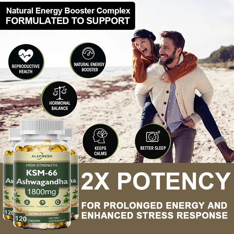 Ashwagandha Capsules Support Antioxidant Lipid-lowering Stress-relief Improve Sleep Enhance Immunity Increase Energy and Focus