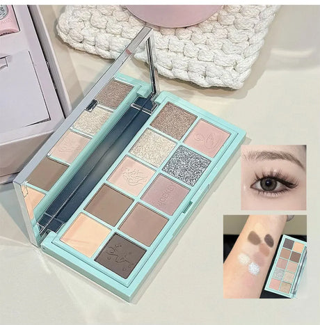 NICEKEY Pink Ballet Makeup Sets Include 4 Lip Mud,1 Blush,1 Pressed Powder,1 Eyes Palette,1 Contour Palette With Necklace Gift