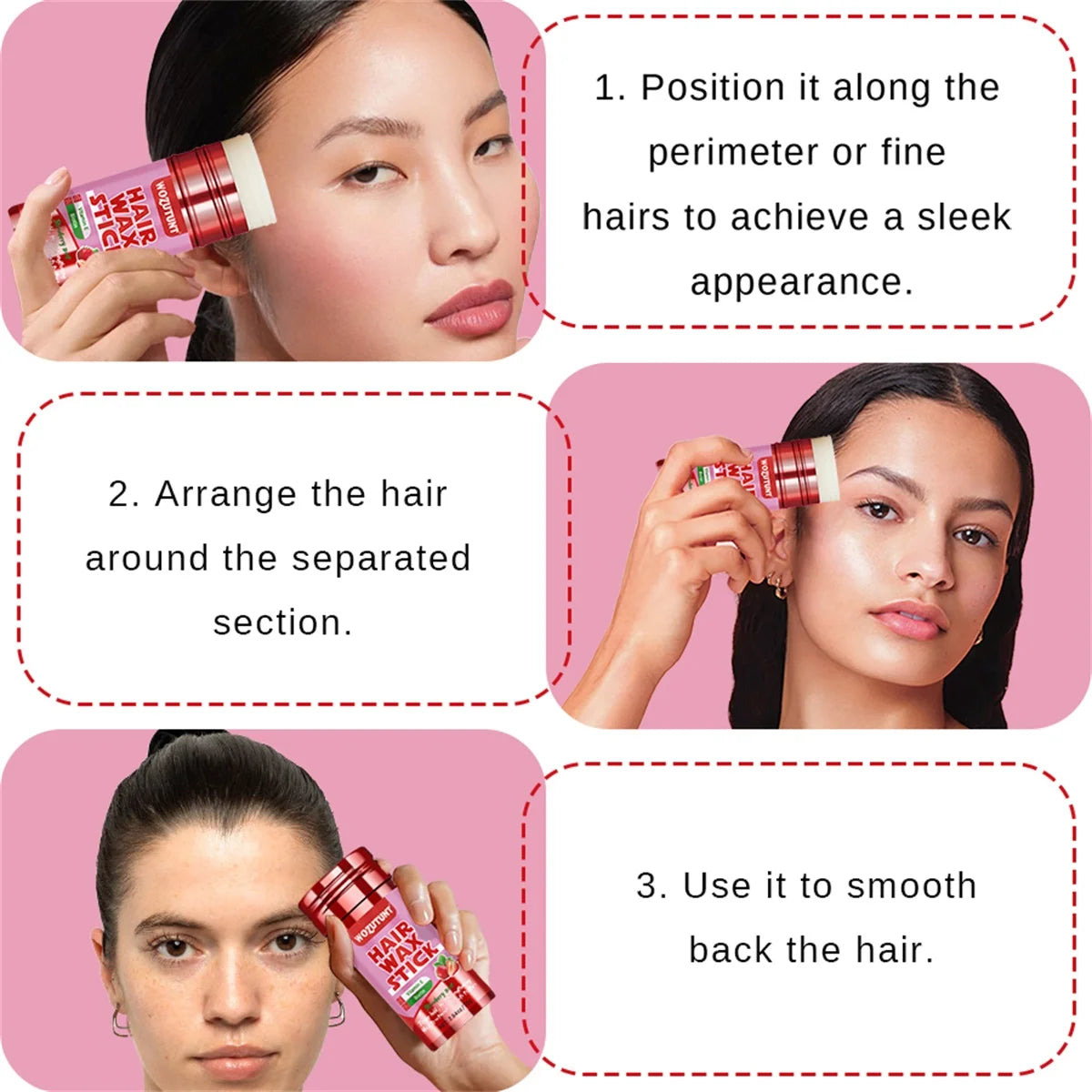 WOZUTUNT 75g Wax Stick with Styling Comb for Natural Hair and Wig Long-Lasting Hold Solid Wax Cream Multi-Functional Hair Pomade