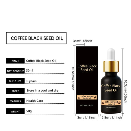 Black Seed Oil Face Serum Moisturizing & Brightening Serum with Coffee Extract Nourishes Softens Skin Daily Glowing Skin Care