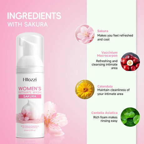 WOMEN'S INTIMATE WASH SAKURA，Deeply cleanses with rich foam, gently cares for skin, controls odor, and cleanses intimate areas.