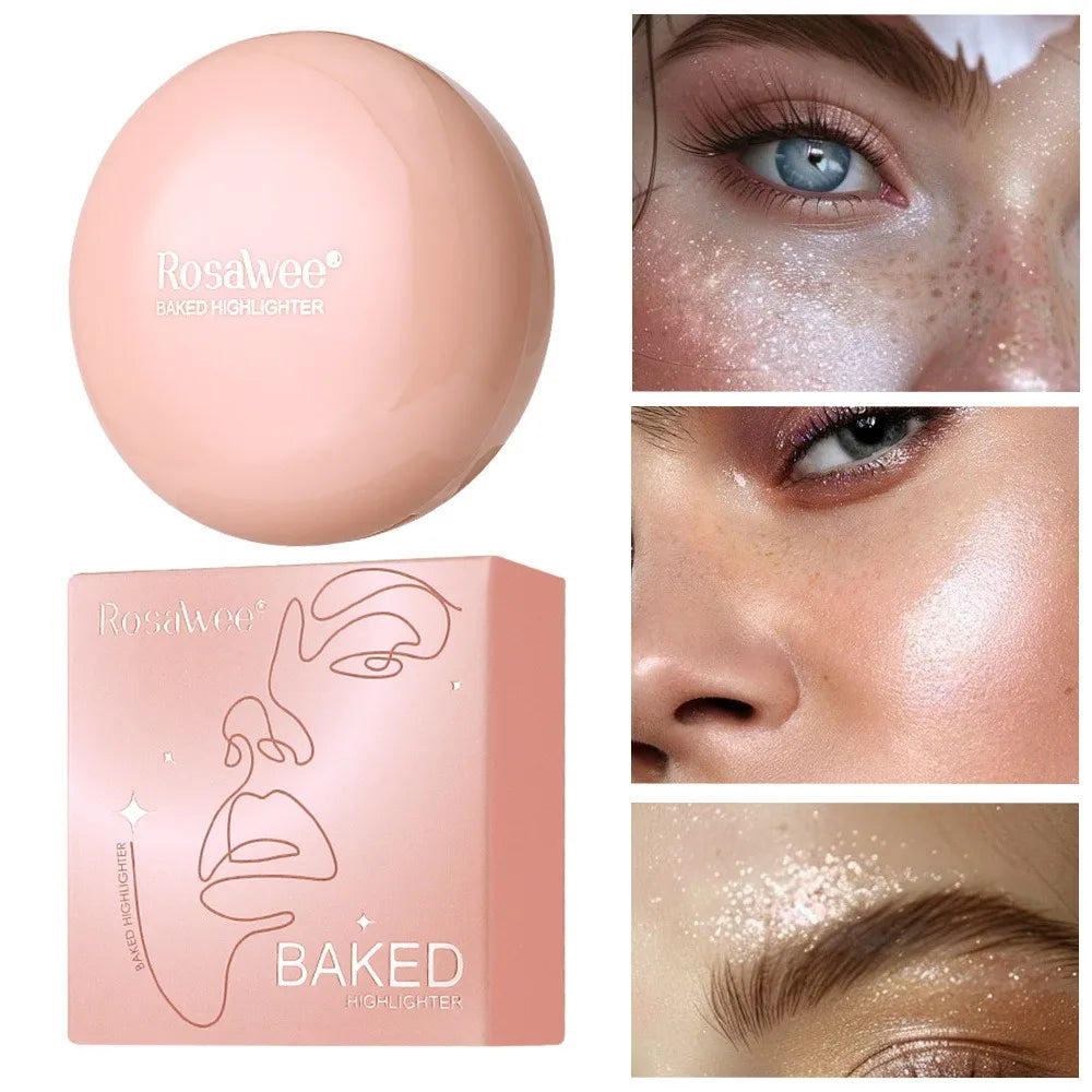 3D Face Highlighter Powder Instant Silky Baked Shimmer Illuminator Makeup Natural Glossy Brighten Contouring Glitter High Gloss