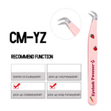 GEMERRY Eyelash Pink Strawberry Stainless Steel Superhard Tweezers For Lash Extension High Precision Anti-Static Makeup Tweezer