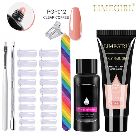 Limegirl Poly Nail UV Gel Set for Nails Quick Extension Building Soak Off UV Polys Nail Gel Kit Manicure Art  Decoration Tools