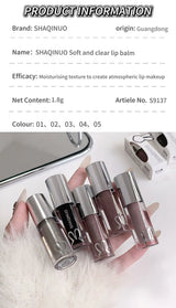 SHAQINUO Water Light Mirror Lip Gloss Lasting Moisturizing Cool Black Silver Gray Pearlescent Fine Sparkling Lipstick Lip Oil