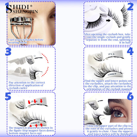 1 Pair Magnetic Eyelashes Set Reusable Easy to Use Eyelash Extension Tools Natural Curler False Eyelashes With Magnetic Tweezers
