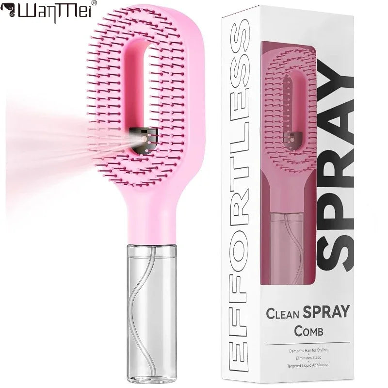 Hairbrush Sprayer Brush 2 in 1 Multi-functional Spray Bottle Comb with Water Spray Detangling Styling Salon Fluffy Modeling Comb