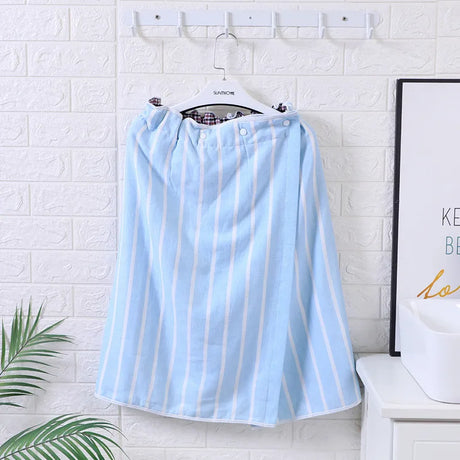 Wearable Cotton Bath Towel for Men and Women, Bath Skirt Wrap with Button, Shower Sauna, Spa Body Robe, Beach Towel, 140x70cm