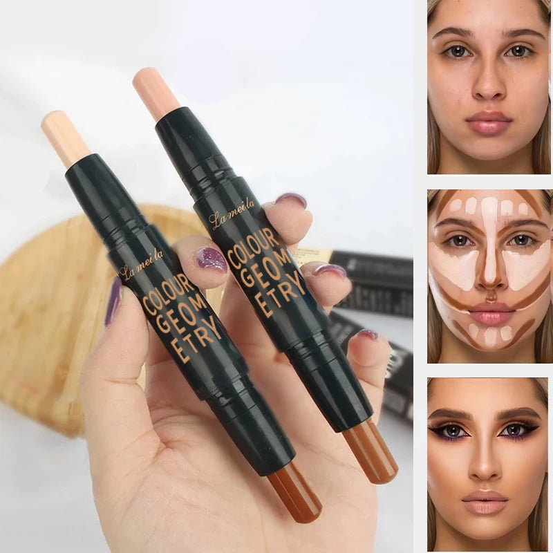 Dual-ended contour stick, facial foundation, concealer, long-lasting dark circles, correcting contour concealer, makeup