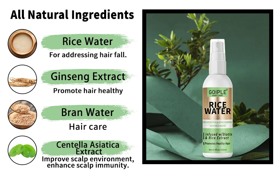 Rice Water Hair Care Spray Moisturizing Nourishing Leave-In Conditioner Women Promotes Strong & Healthy Hair Care Products 2pcs