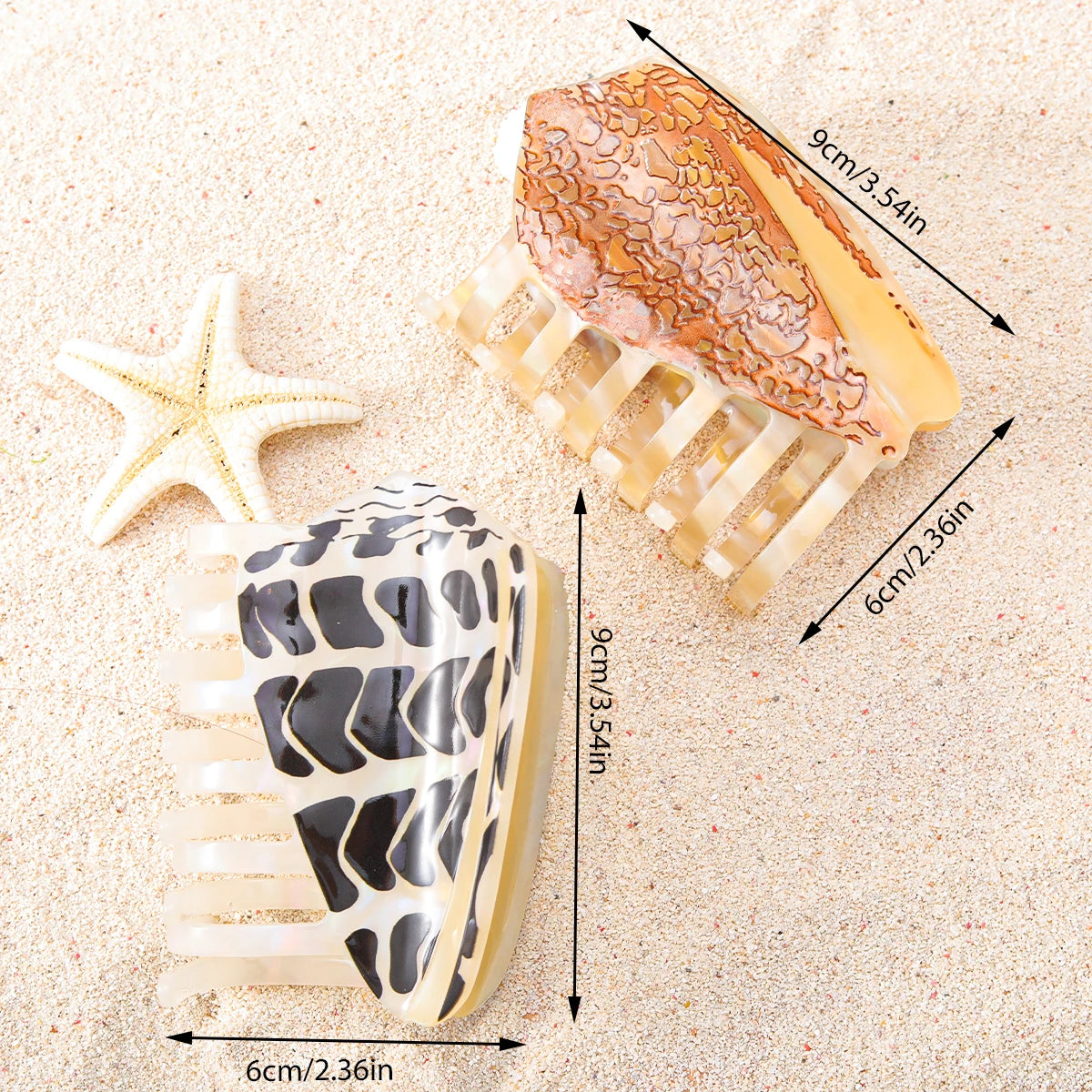 1 piece personalised Hebrew Cone Shell and a Textile Cone shell hair claw for sumer holiday
