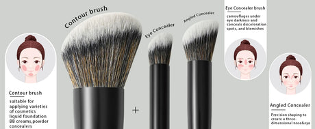 BEILI Dual-ended Makeup Brush Set Professional 12 Pcs Vegan Contour Foundation Powder Eyebrow Bronzer Brushes Cosmetics Kit