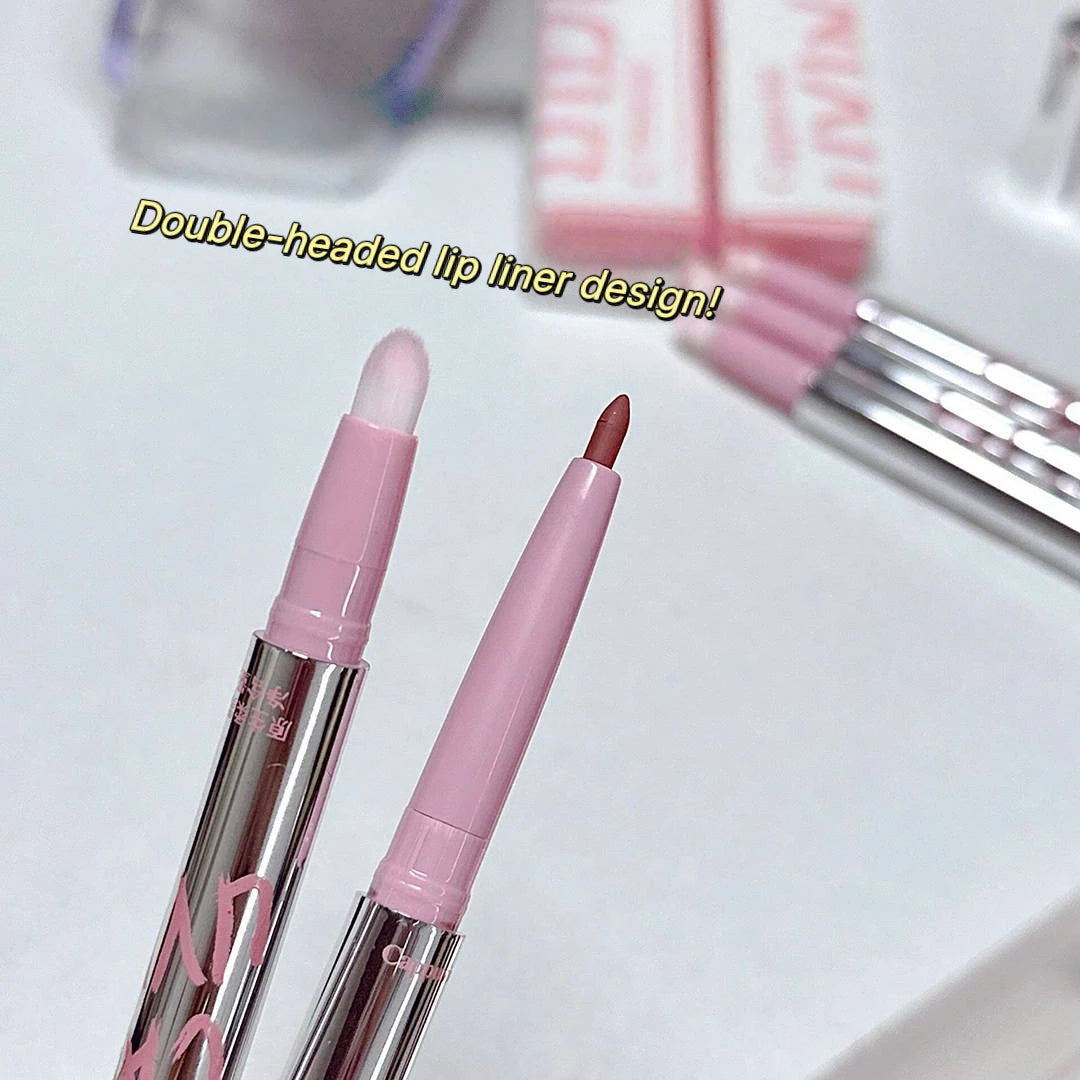 Lip Shadow Liner Pen Matte Lipstick Base Silver Tube Waterproof Lasting Lip Contouring Non-stick Cup Lipliner Pencil With Brush