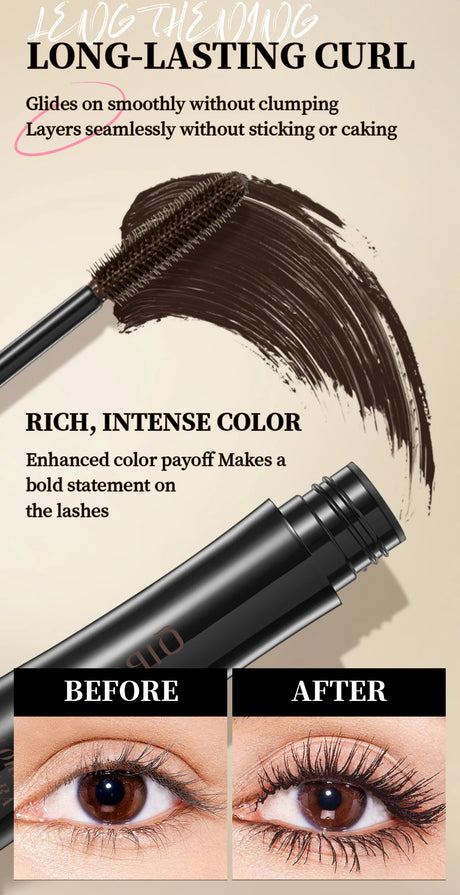 QIBEST 4D Silk Fiber Eyelash Mascara Waterproof Colorful Mascara For Eyelash Extension Thick Lift Lengthening Lasting Makeup
