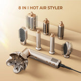 8 in 1 Hair Dryer Brush High Speed Brushless Blow Dryer Negative Ionic Hair Heating Brush Hot Air Styling Comb Auto Hair Curle