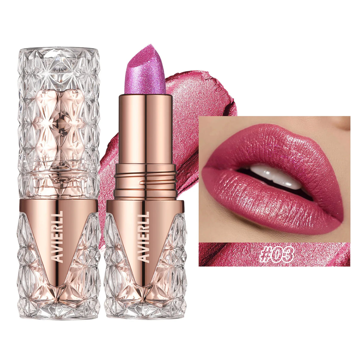 6 Colors 3 in 1 Pearlescent Sparkling Lipstick Matte Glitter Waterproof Long Lasting Pearl Shine Lip Gloss Shimmer Sexy Makeup
