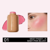 Pocket Matte Blush Stick Long Lasting Non-Sticky Lip & Cheek Tint Natural Nude Brightening Contour Rouge