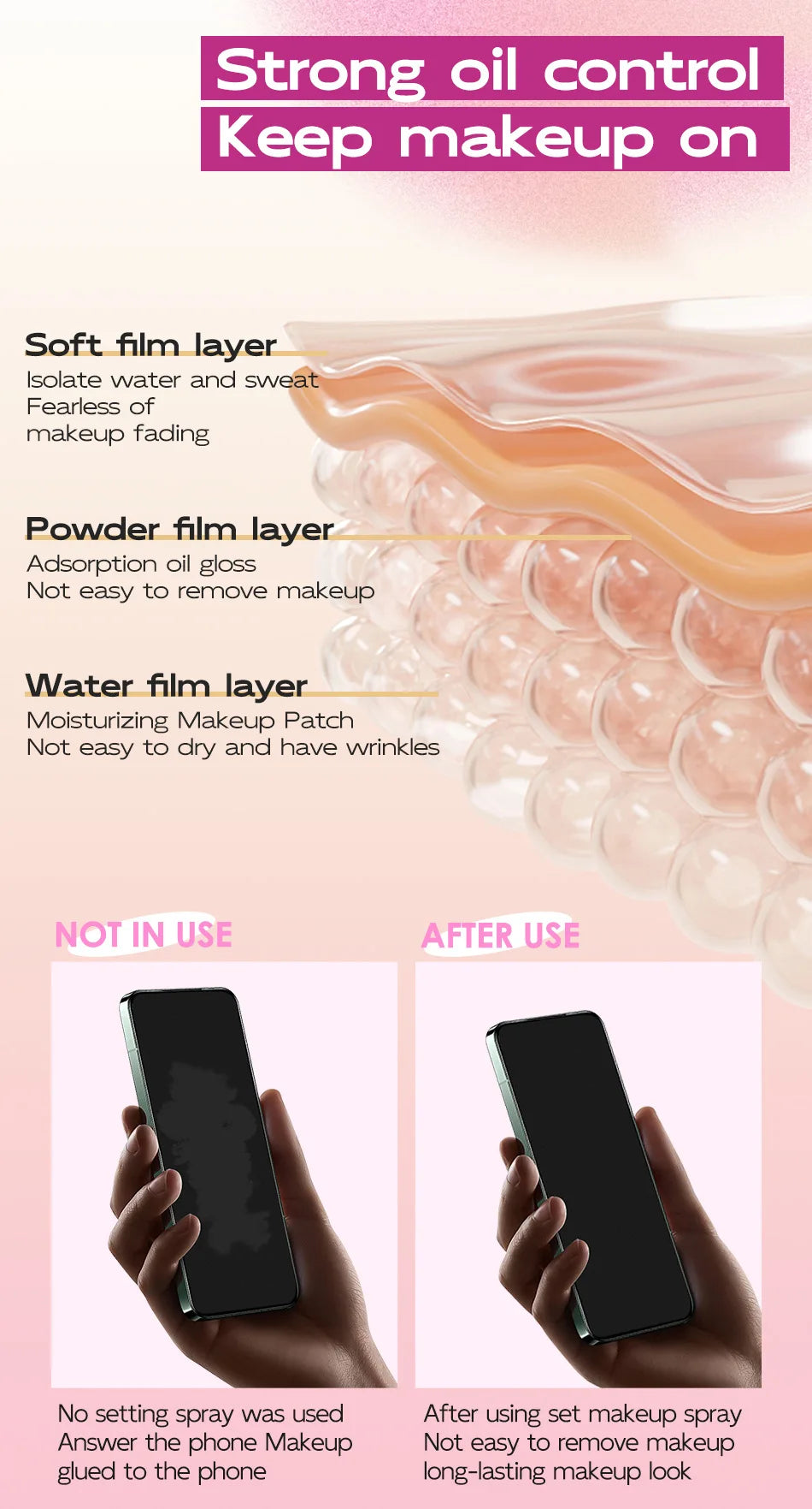 MAYCHEER Setting Spray Soft-focus Mist Matte Waterlight Oil Control Non-Smudging Non-Tight Waterproof 24H Long-lasting Cosmetics