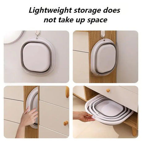 Large Foldable Portable Plastic Compression Washbasin, Suitable For Home, Travel Laundry, Washing Vegetables