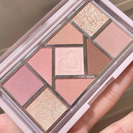 Nine-Color Eyeshadow Palette Blush Highlight Makeup Pearly Highgloss Shimmer Pink Brown Earth Color Fine Sequins Eye Shadow