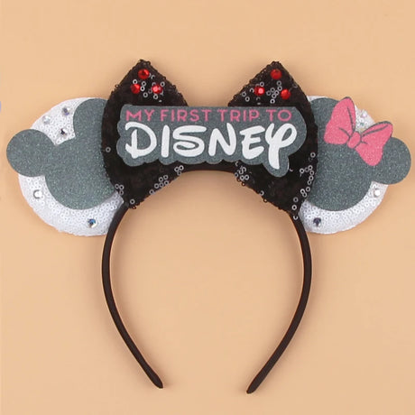 2026 Disney Trip Mickey Ears Headband For Girls Sequin Castle Bow Hairband Cartoon Character Cosplay Hair Accessories Kids Party