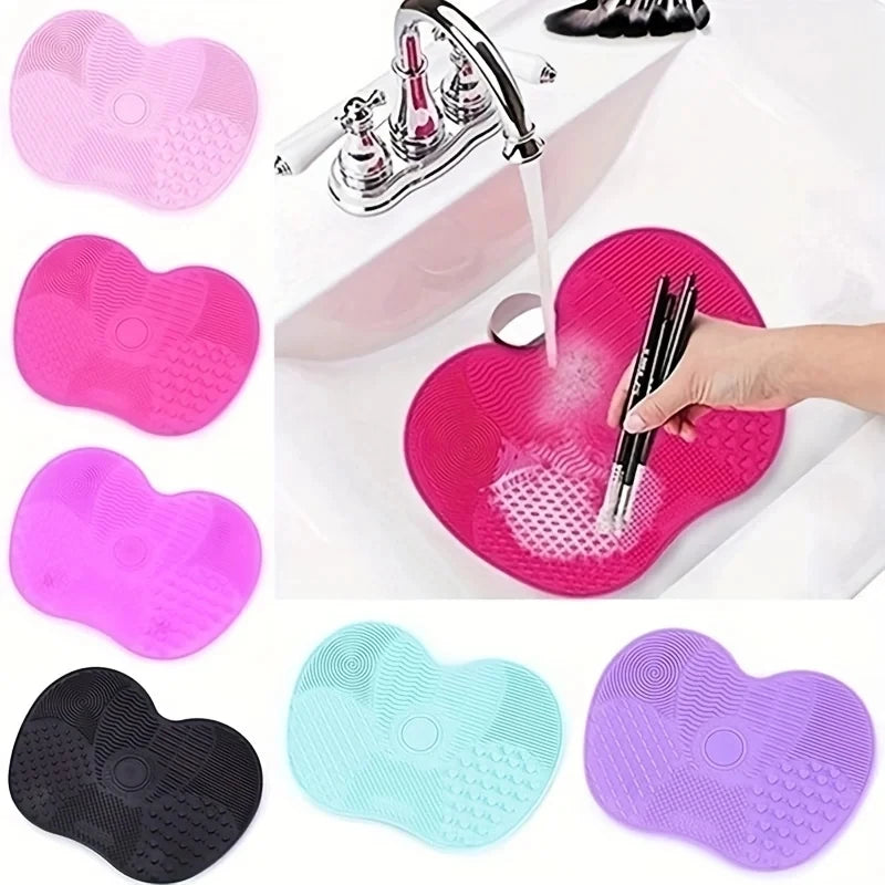 1pcs Silicone Apple-Shaped Makeup Brush Cleaner Pad With Suction Cup For Effective Cosmetic Tool makeup brush cleaning agent pad