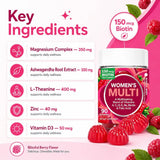 Women's Multivitamin Gummies 90 Count with Biotin Folic Acid Vitamins A C D E B, Berry Flavor Daily Wellness Supplement