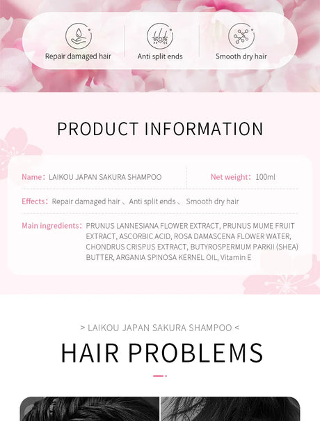LAIKOU Japan Sakura Shampoo or Hair Conditioner Complex Oil Hair Care Repair Damaged Hair Repair Serum Oil Anti Hairs Loss