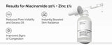 10% Niacinamide 1% Zinc Face Serum 30ml, Oil Control Pore Minimizer, Anti-Acne Dark Spot, Gentle Skin Care for All Skin Types