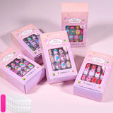 120Pcs Children's Press on Nails Kids Cartoon Acrylic Fake Nails Tips Kawaii Girl Full Cover Short False Nails With Jelly Glue#@