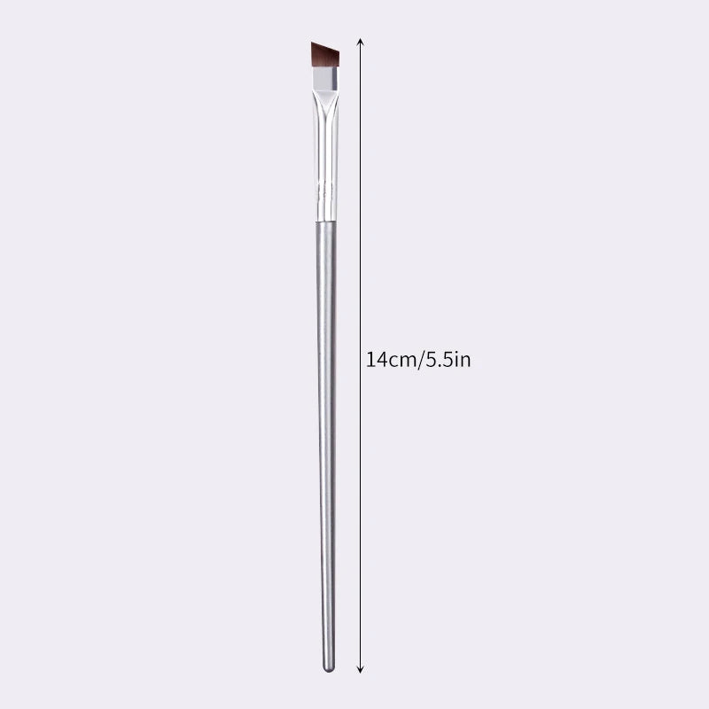 12pcs Silvery Super Thin Blade Eyeliner Brush & Soft Makeup Brush Set, Portable Eyebrow Brush & Multipurpose Cosmetic Tool