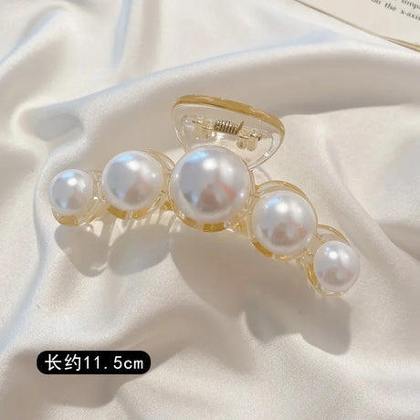 Simulated Pearl Hair Claws for Women Korean Acrylic Hair Clips Girls Large Size Barrette Shark Clip Fashion Hair Accessories