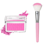 2pcs Matte Embossed Blush & Brush Long Lasting High Pigmented Multi-Purpose Blush Palette Pink Natural Color Rendering Cosmetics