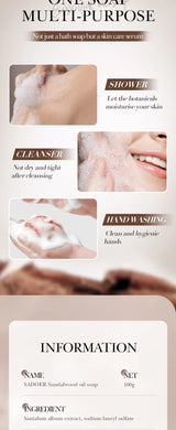 Sandalwood Handmade Soap for Women Deep Cleansing Body Whitening Essential Oil Shaving Soap Skin Lightening Foam Cleaner