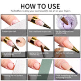 Nail Acrylic Kit 12 Color Glitter Acrylic Powder 3D Nail Art Engraving Extended Mold Crystal Powder Nail Art Tool Kit